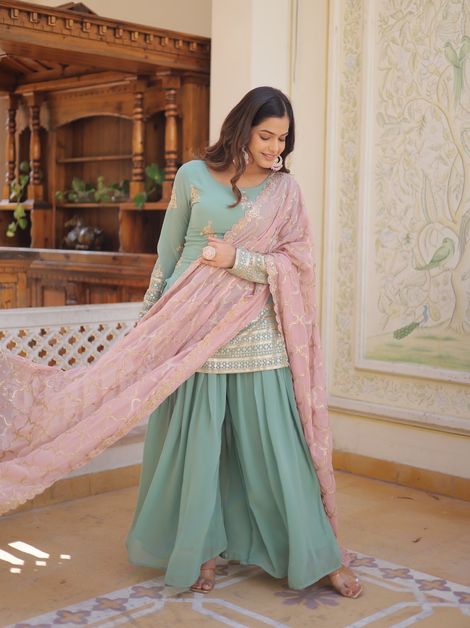 Premium Designer Kurti, Plazoo & Dupatta // 021 - Image 4